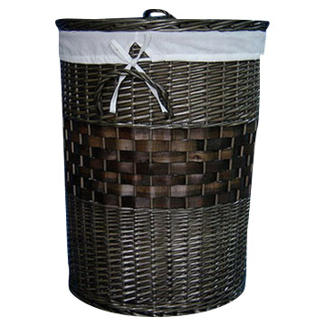 Dark Brown Willow Laundry Basket (S-3)